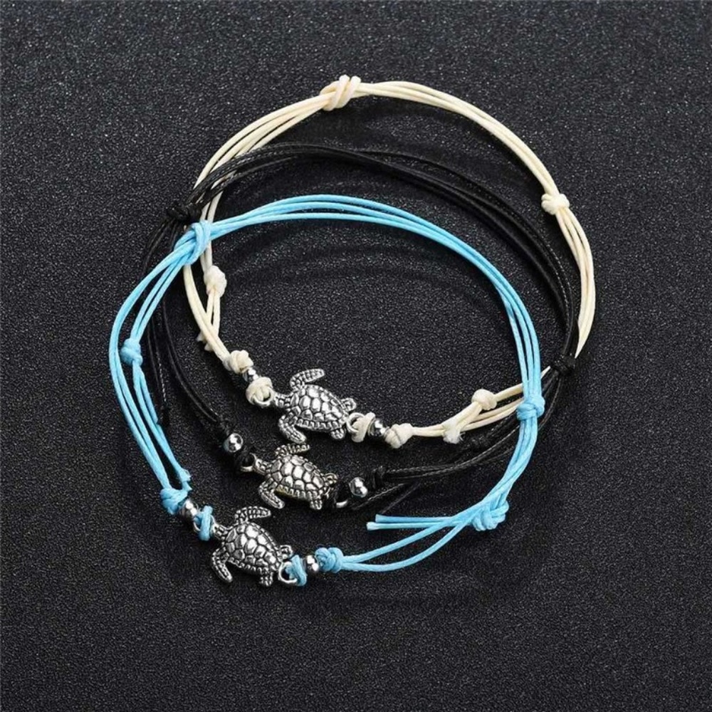 3 Turtle Anklets on Cord - Picture 2 of 5